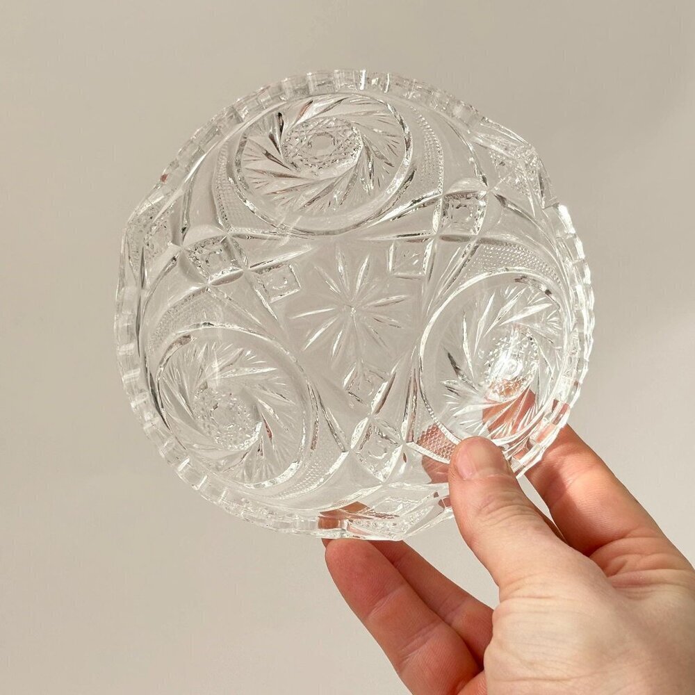 Early American Pressed Glass (EAPG) Vintage Clear Ornate Vintage Catchall Bowl